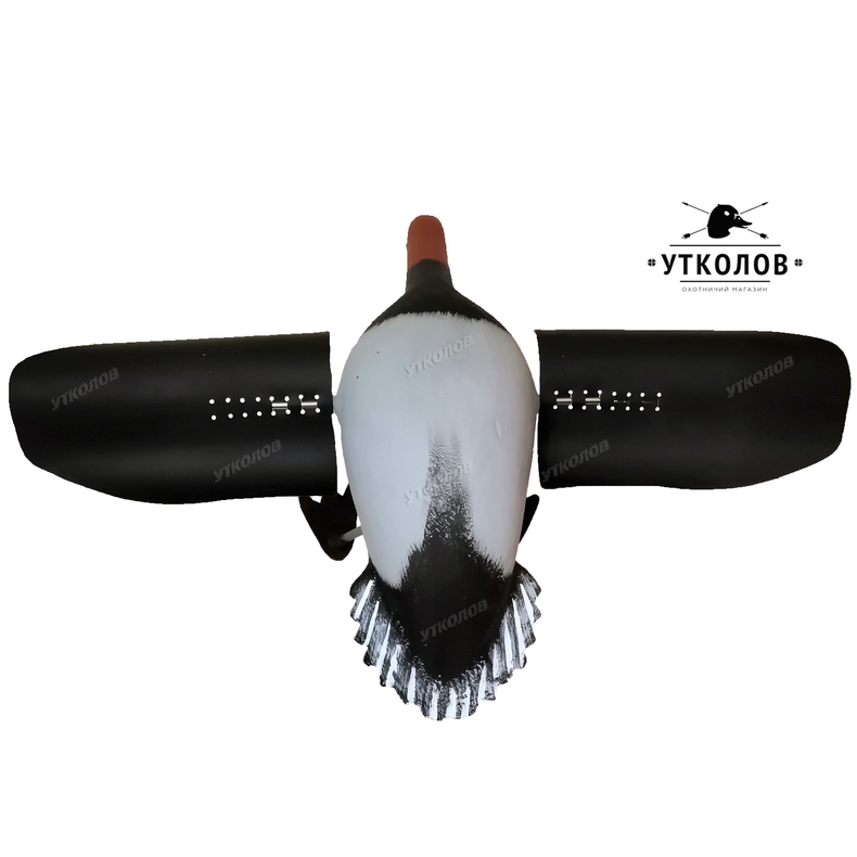 Механическое (ветровое) чучело утки ручной работы "Красноголовый нырок селезень"