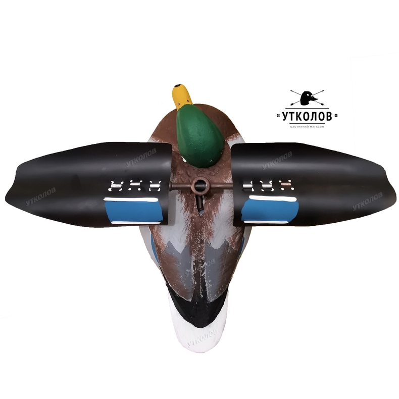 Механическое (ветровое) плавающее чучело утки ручной работы "Кряква селезень"